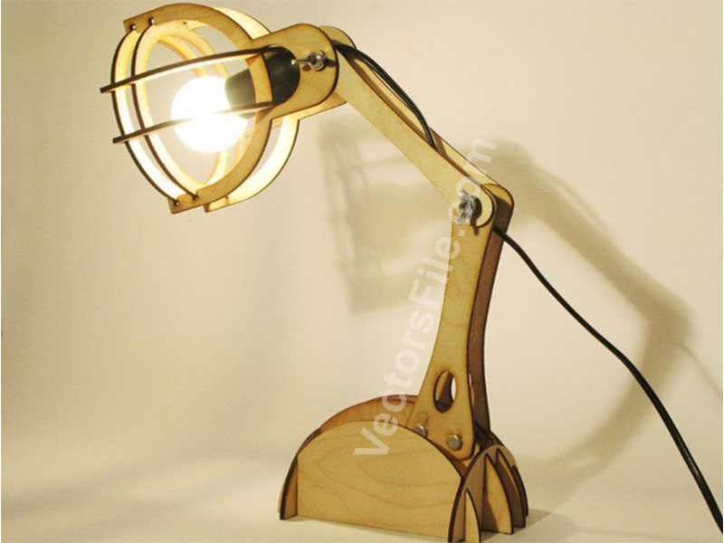 Laser Cut Adjustable Wooden Table Lamp Design