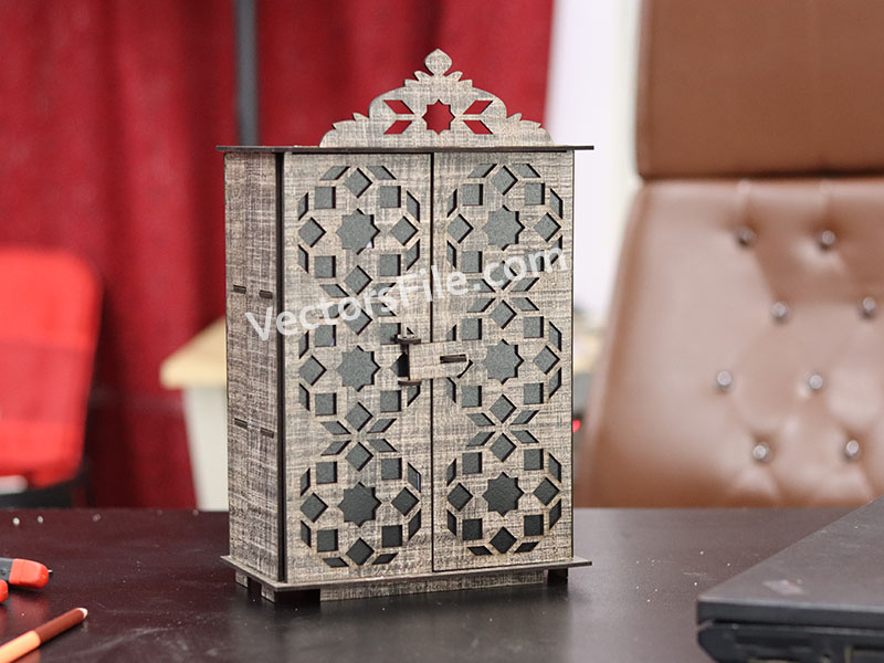 Laser Cut Almirah Makeup Organizer Shelf Jewelry Storage Box Template