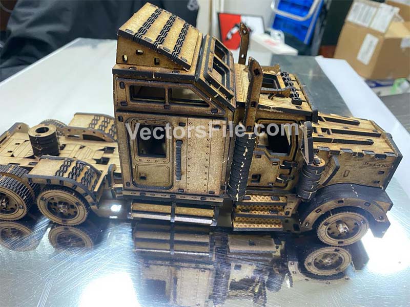 Laser Cut American Mechanical Truck 3D Puzzle Toy Model Kit