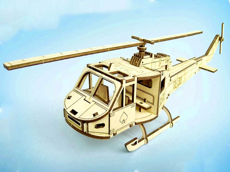 Laser Cut Bell Helicopter UH 1 Iroquois 3D Puzzle Model Kit Vector File