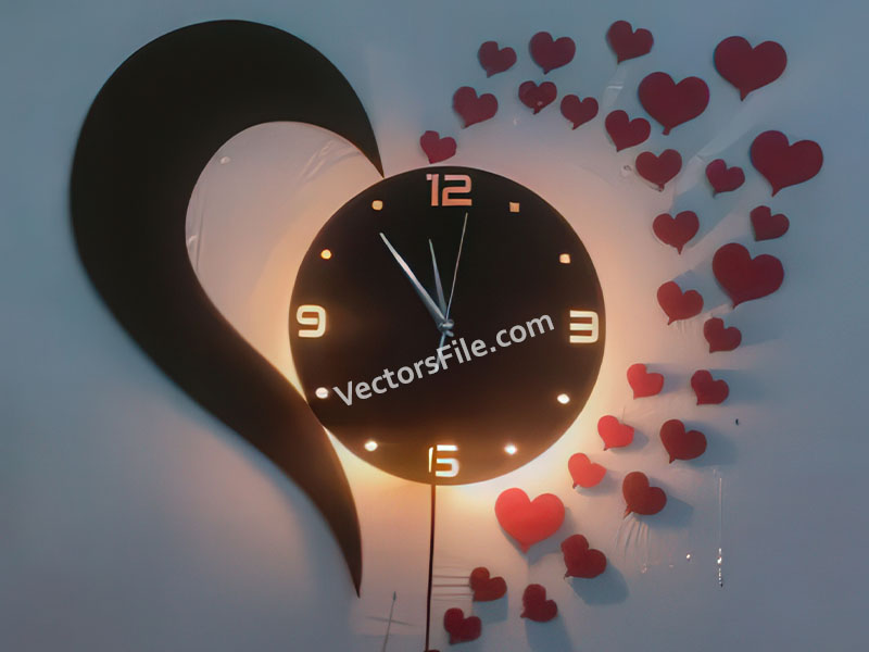 Laser Cut Chand Hub Heart Shape Wall Clock Wall Decoration Idea