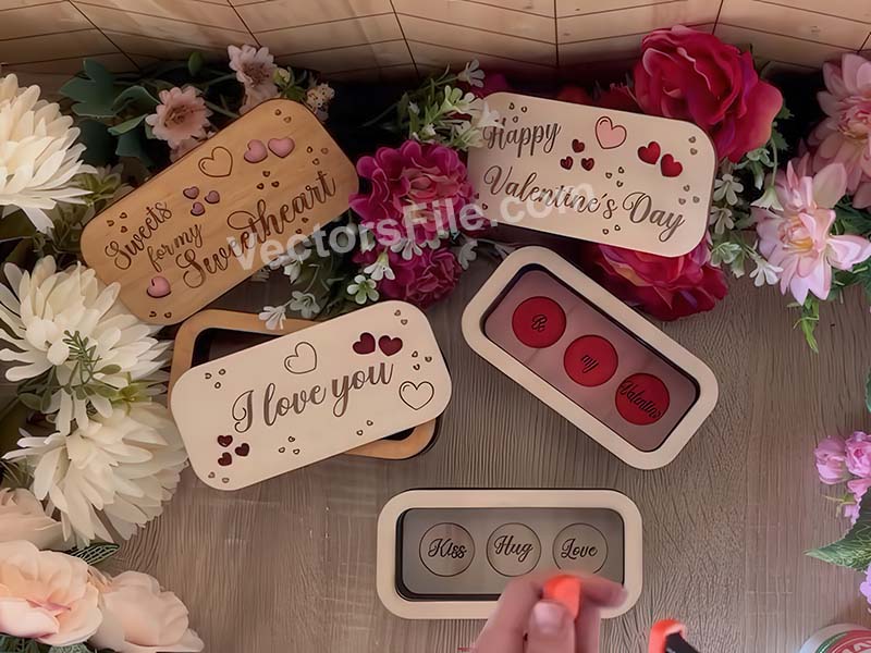Laser Cut Chocolate Candy Box Wooden Gift Box Template