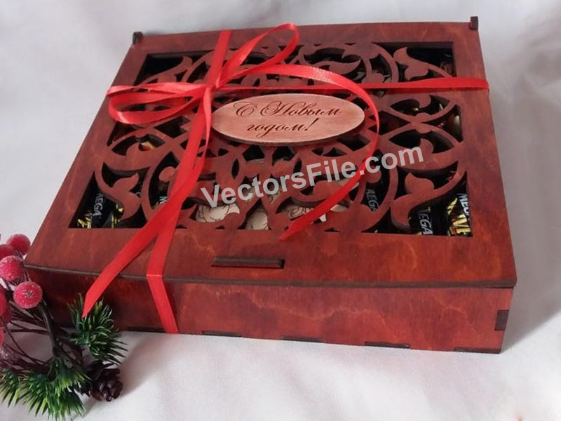 Laser Cut Chocolate Gift Box Design Valentines Day Wood Box