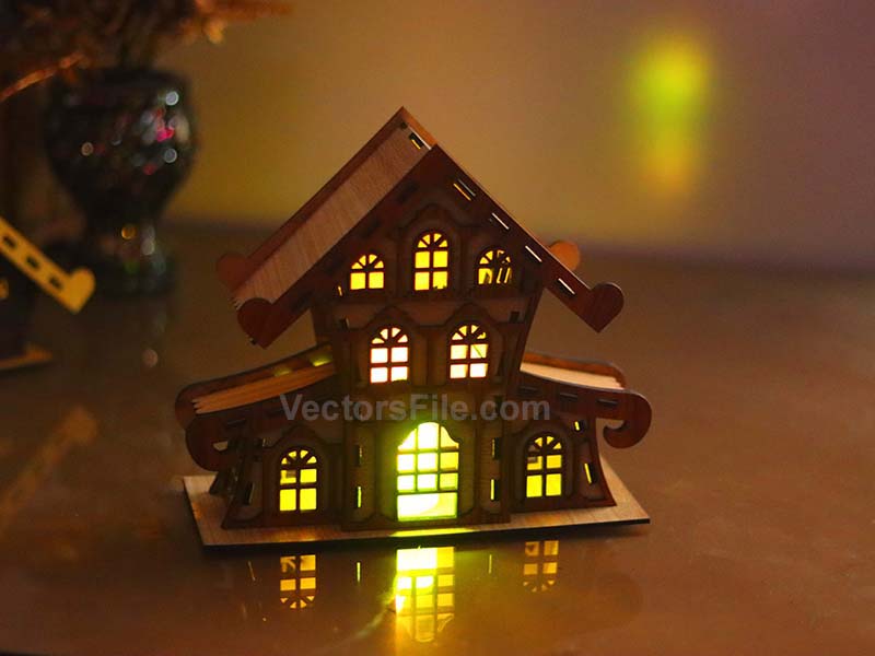 Laser Cut Christmas Houses Tealight Holder Wooden House Design