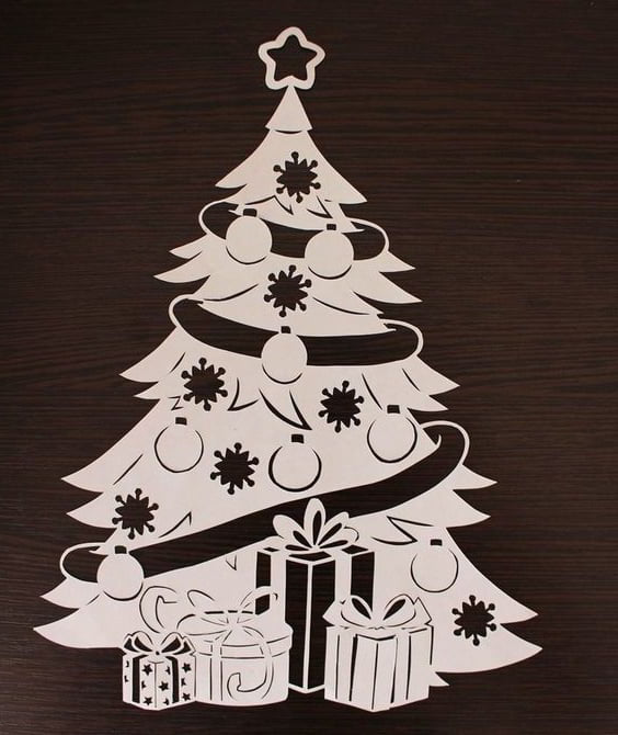 Laser Cut Christmas Tree Decoration Wooden Christmas Ornament Vector ...