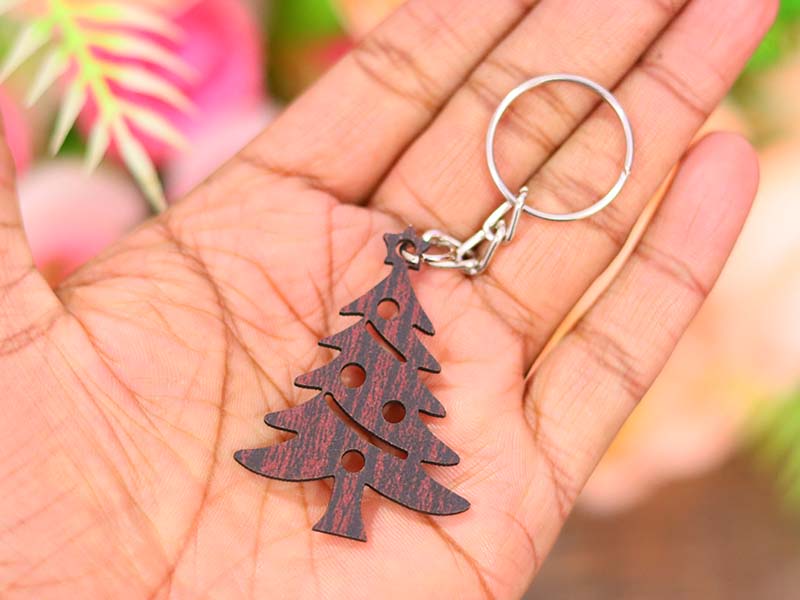 Laser Cut Christmas Tree Keychain Design Ideas