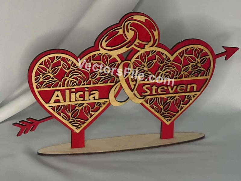 Laser Cut Couple Heart Table Top Wedding Decoration Stand Design