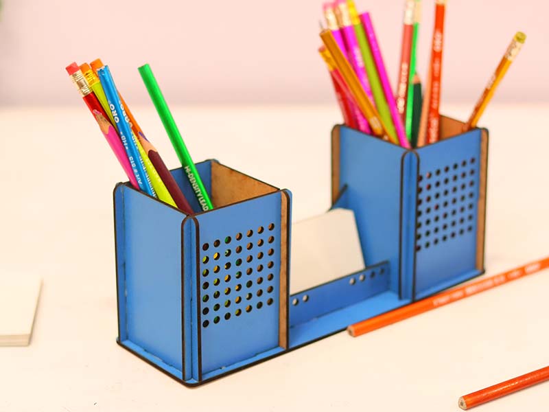 Laser Cut Desk Organizer Pen Pencil and Business Card Holder