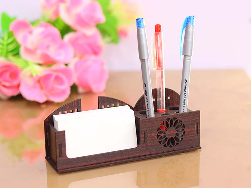 Laser Cut Desk Organizer Pen Stand Visiting Card Holder