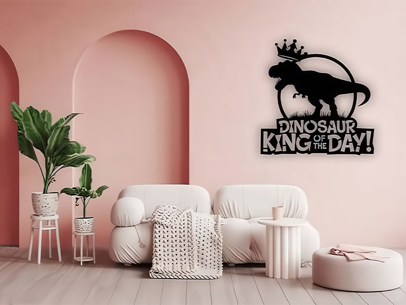 Laser Cut Dinosaur King of the Day Room Wall Art Decor Idea