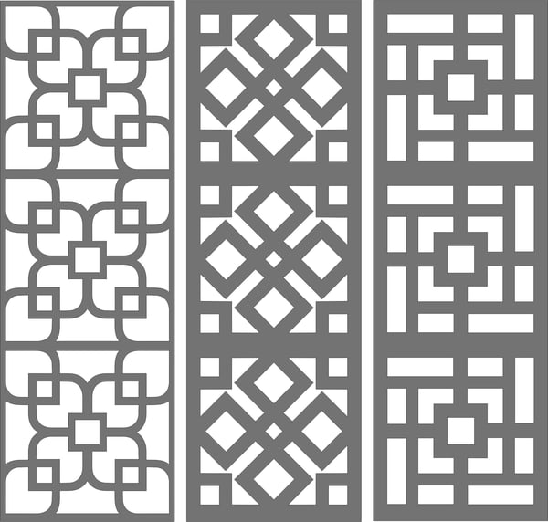 Laser Cut Divider Seamless Floral Grill Panels Set DXF File