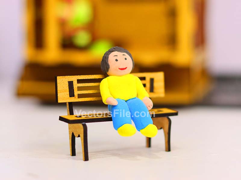 Laser Cut Dollhouse Miniature Furniture Bench Design