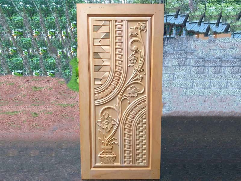 Laser Cut Door Design with Flower with Pot Pattern Template