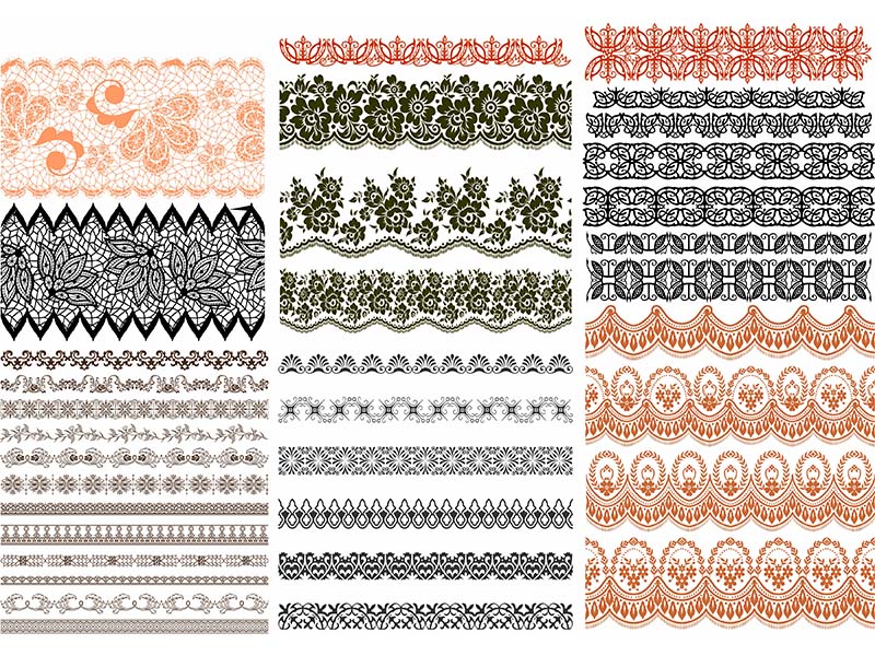 Laser Cut Fabric Lace Embroidery Border Design Pattern Template