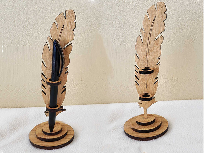 Laser Cut Feather Pen Holder Stand Template