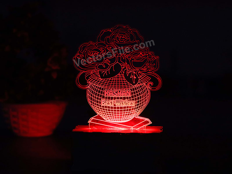 Laser Cut Flower with Pot 3D Illusion LED Acrylic Lamp