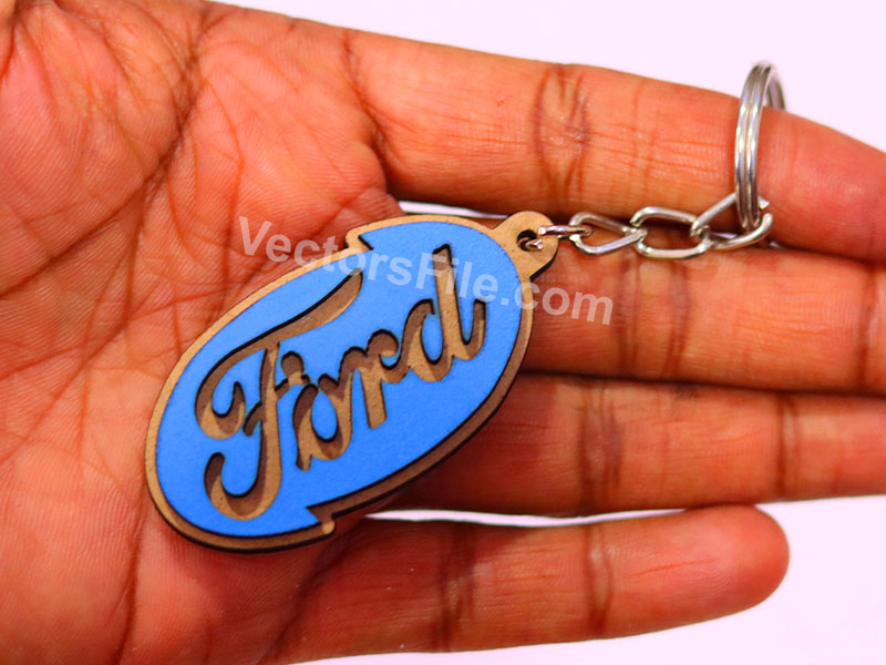 Laser Cut Ford Logo Vehicle Wooden Keychain Template