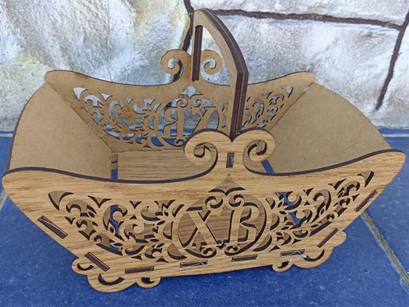 Laser Cut Gift Basket Flower Basket with Handle Easter Basket