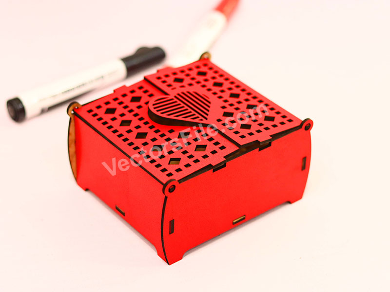 Laser Cut Gift Box Heart Pattern Jewelry Box Template