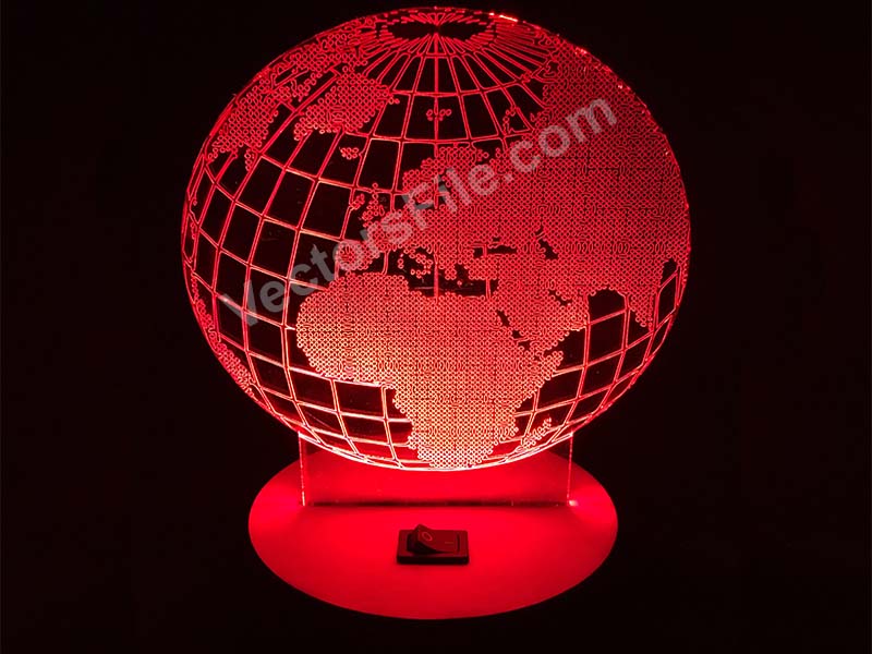 Laser Cut Globe Acrylic 3D Illusion Lamp Design