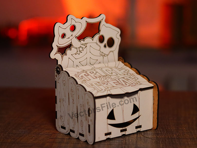 Laser Cut Halloween Box Wooden Pumpkin GIft Box Idea