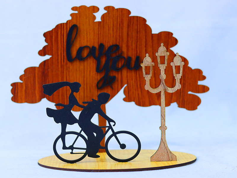 Laser Cut Happy Valentines Day Gift Couple Cycling Love Stand Decor ...