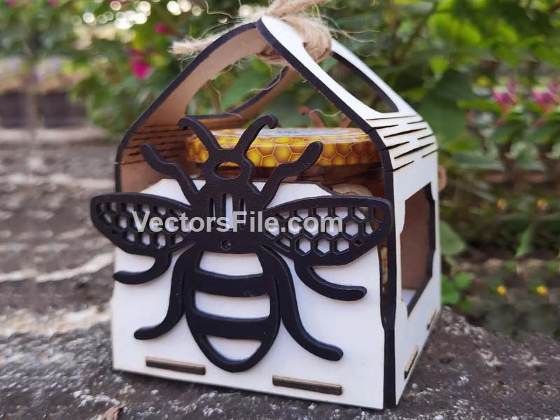 Laser Cut Honey Jar Wooden Carrier Basket Design