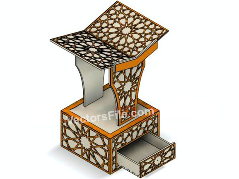 Laser Cut Islamic Muslim Quran Box Holder Rehal Quran Stand