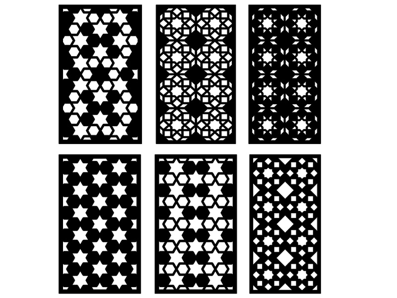 Laser Cut Jali Pattern Design Set Grill Panel Template