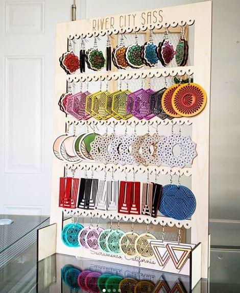 Laser Cut Large Earring Display Rack Template Free CDR File