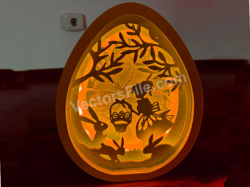 Laser Cut Layered Bunny Egg Decorating Easter Lamp Design