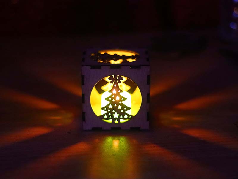 Laser Cut LED Tealight Lantern Wooden Tea Light Holder