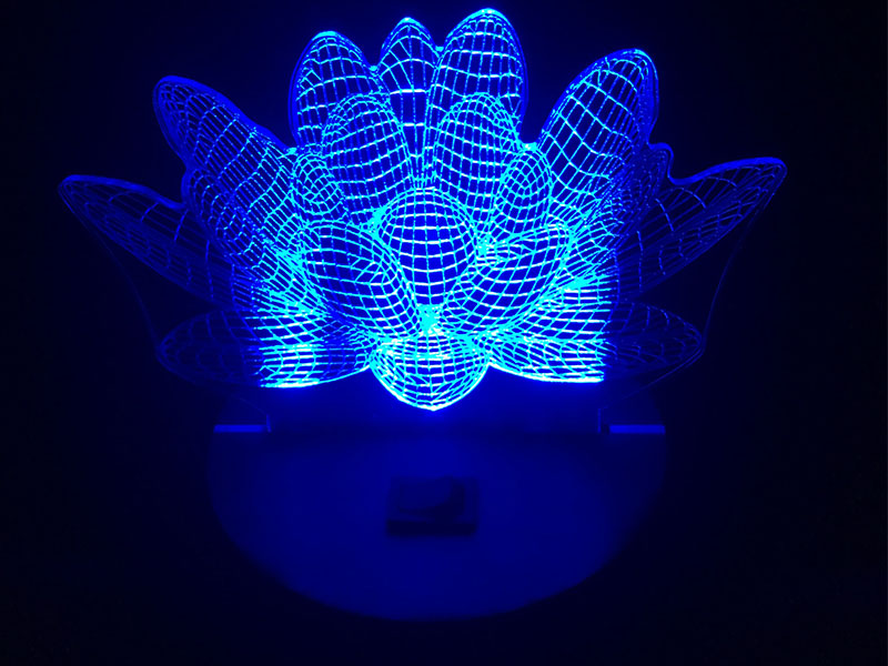 Laser Cut Lotus 3D Illusion Lamp Design