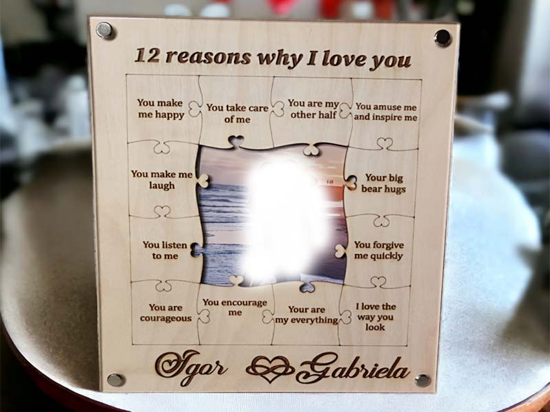 Laser Cut Love Photo Frame 12 Reasons why I Love You Personalized Picture Frame