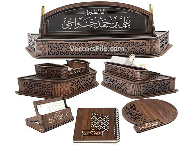Laser Cut Luxury Decorative Office Desk Accessories Organizer Set