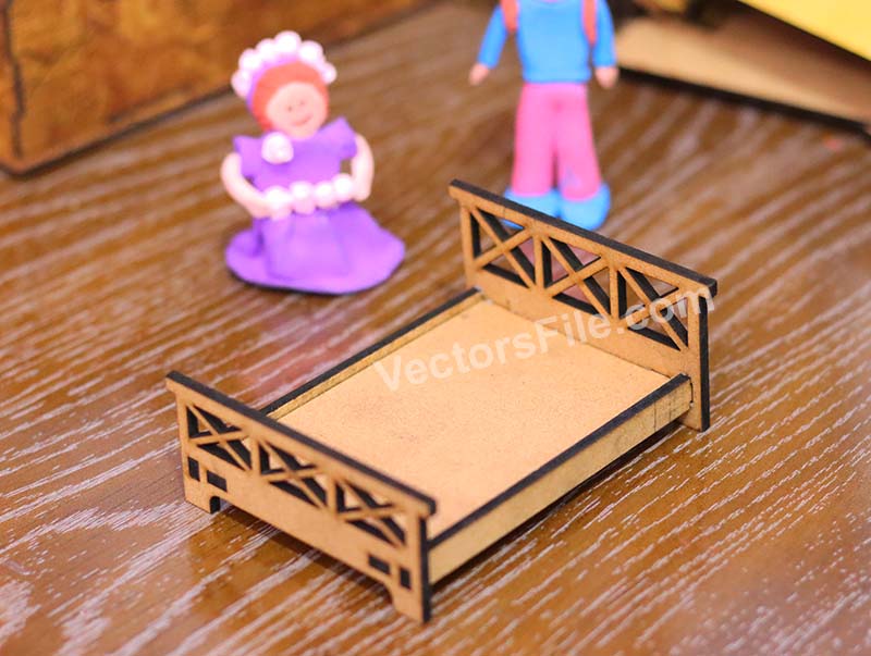 Laser Cut Miniature Barbie Bed Design Dollhouse Furniture Idea