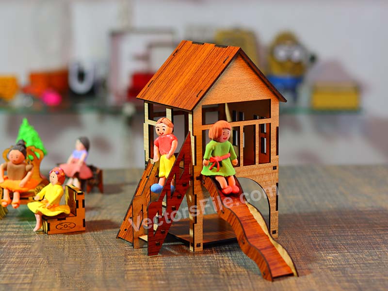 Laser Cut Miniature Playhouse 3D Toy Dollhouse Model