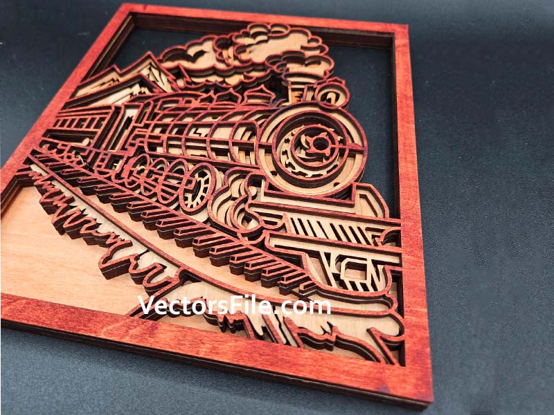 Laser Cut Multilayer Train Wall Frame Design Room Wall Art Decor Idea
