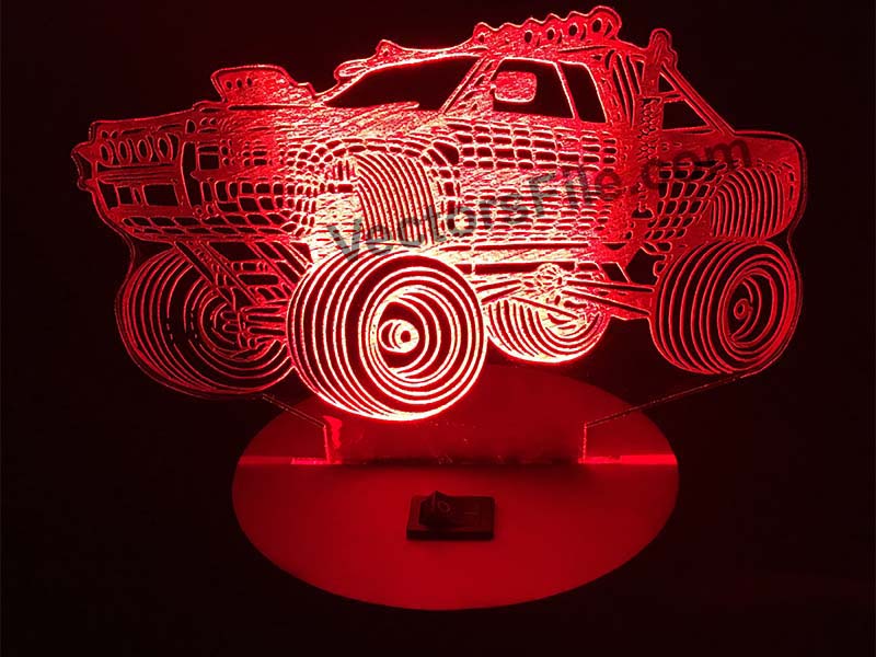 Laser Cut Off Road Jeep 3D Illusion LED Acrylic Lamp Design