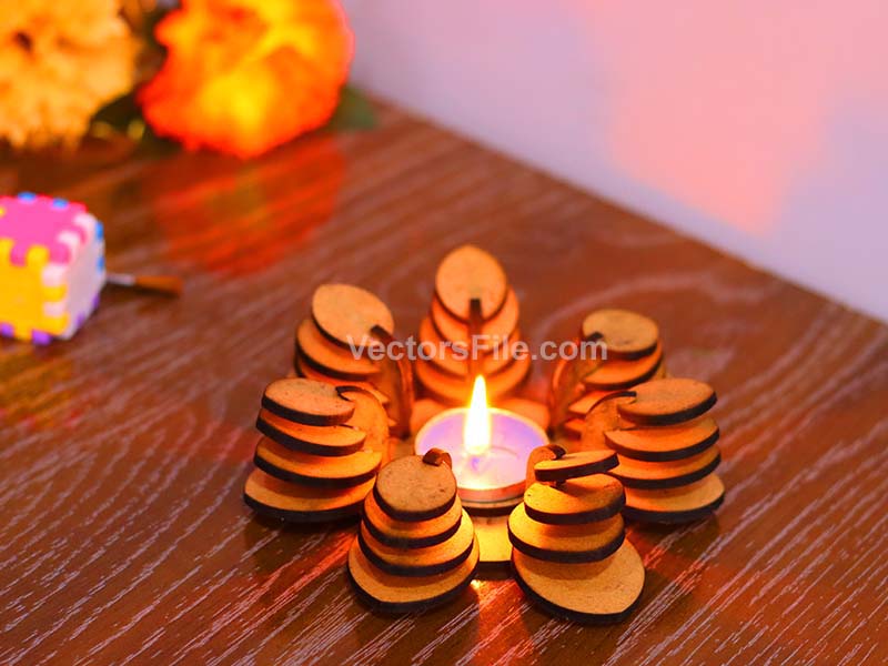 Laser Cut Outs Leaf Tealight Candle Holder