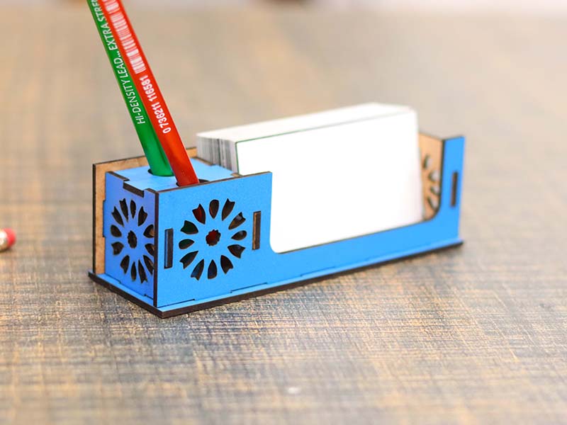 Laser Cut Pen and Pencil Stand with Business Card Holder