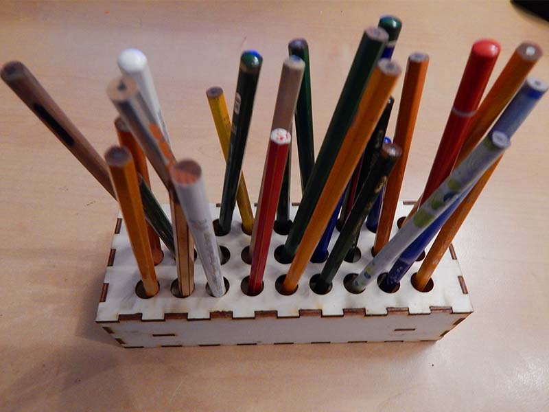 Laser Cut Pen Holder 27 Pencil Organizer Wooden Stand