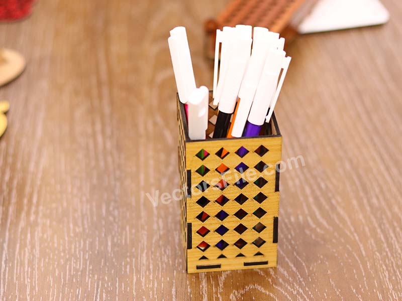 Laser Cut Pencil Box Wooden Pen Holder Template