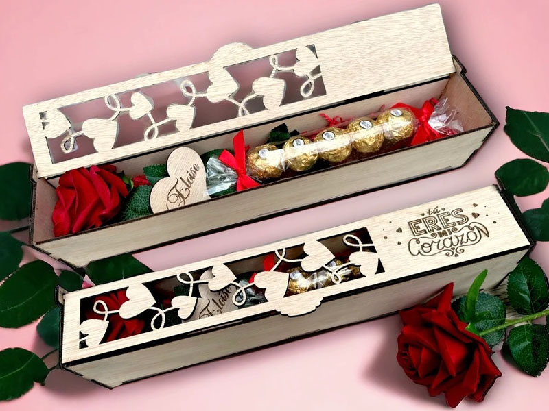 Laser Cut Personalized Rose Gift Box Design Valentines Day Box