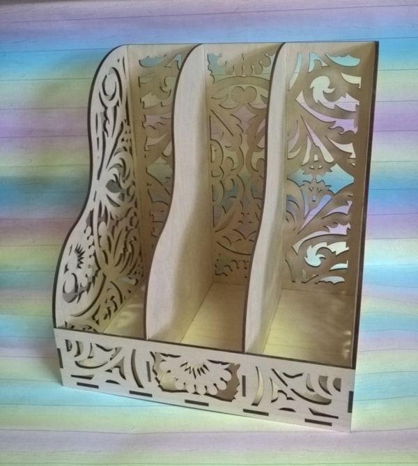 Laser Cut Plywood File Rack Magazine Holder Office Desk Organizer CDR File