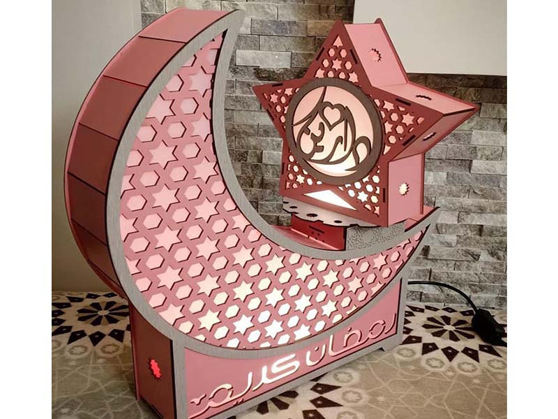 Laser Cut Ramadan Lantern Crescent Moon Lamp Design