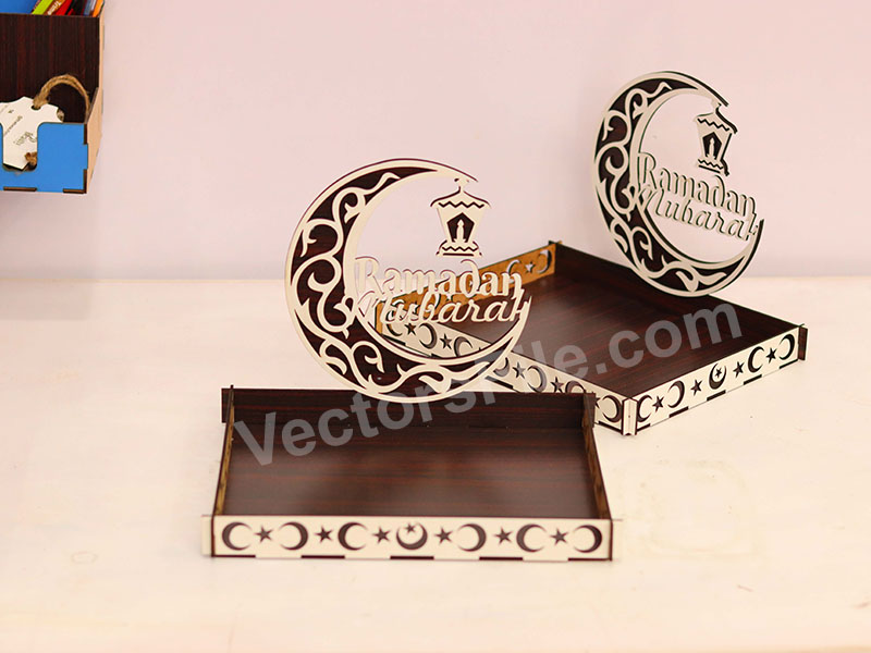 Laser Cut Ramadan Mubarak Serving Gift Tray Design