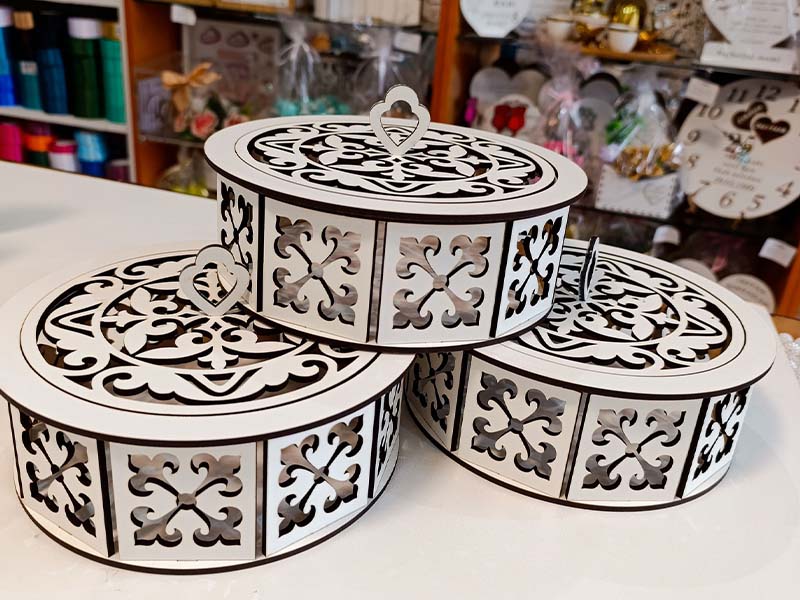 Laser Cut Round Gift Box Design Wooden Box Template