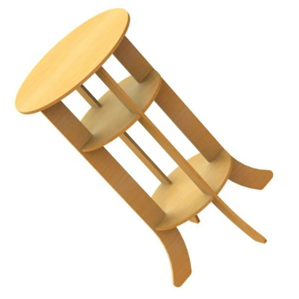 Laser Cut Round Shape Stool Design in Wood with CDR and DXF File