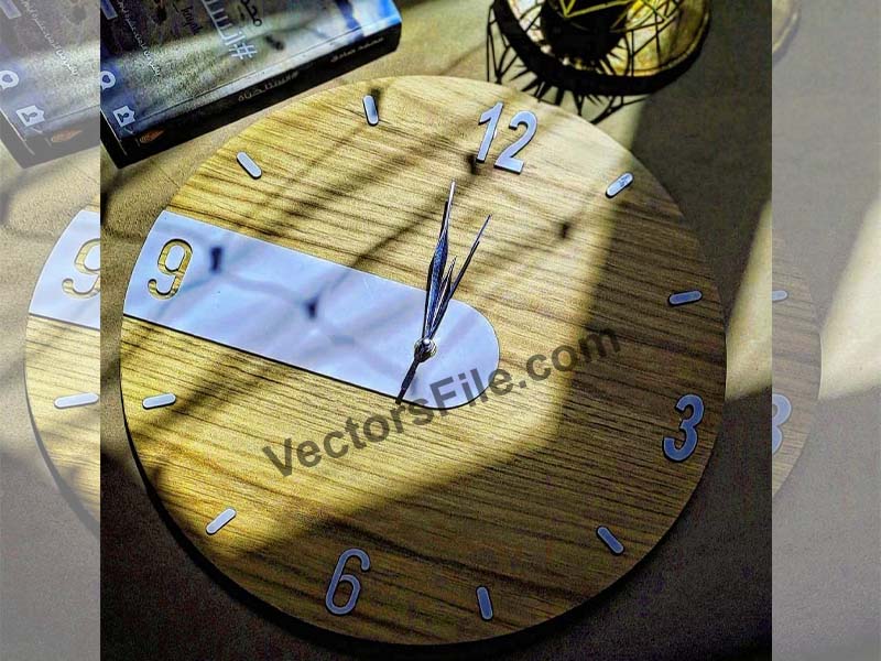 Laser Cut Round Wall Clock Design Template for Room Decor Idea